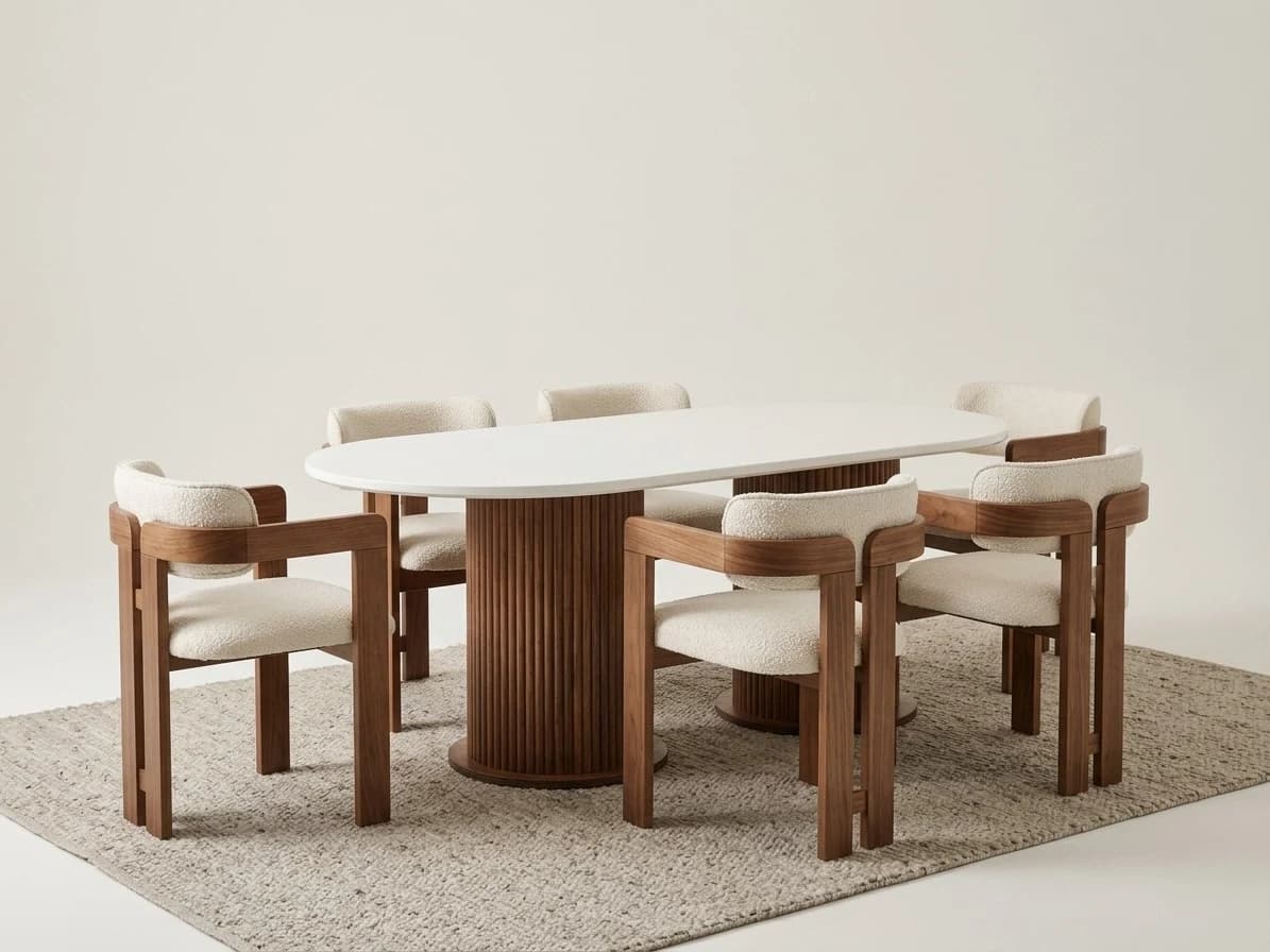 Oval Fluted Pedestal Dining Set - Furniture Place Kenya