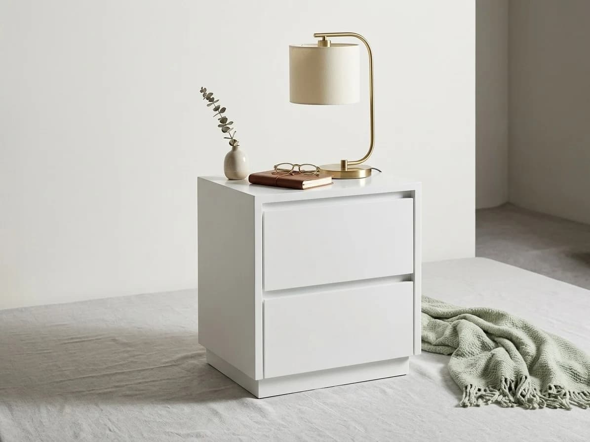 White Gloss 2-Drawer Bedside Table - Furniture Place Kenya