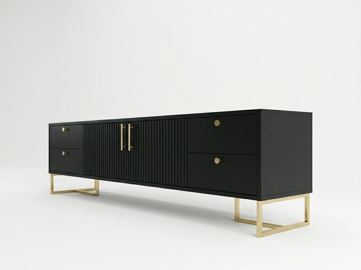 Low Height Black Fluted Tv Stand - Furniture Place Kenya